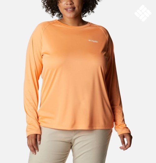 Hanorace Columbia PFG Tidal Tee II Long Sleeve Dama Portocalii | Plus Size CBZQ0917M